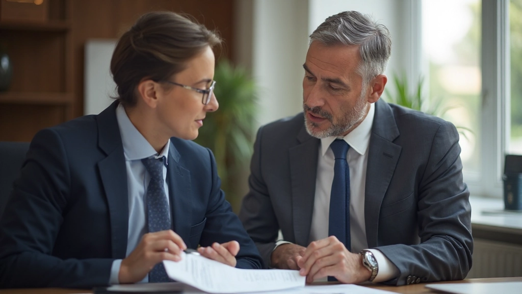 Профессиональный консультант, помогающий клиенту разработать инвестиционный план на встрече в офисе