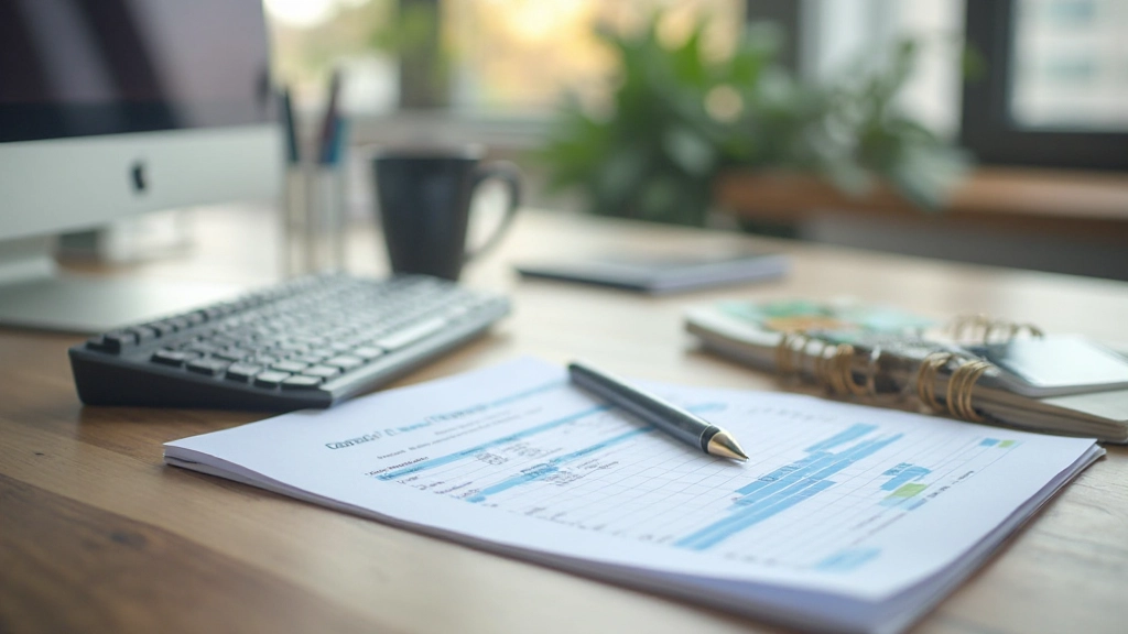 Фото настольного компьютера с открытой таблицей расходов, рядом блокнот и калькулятор